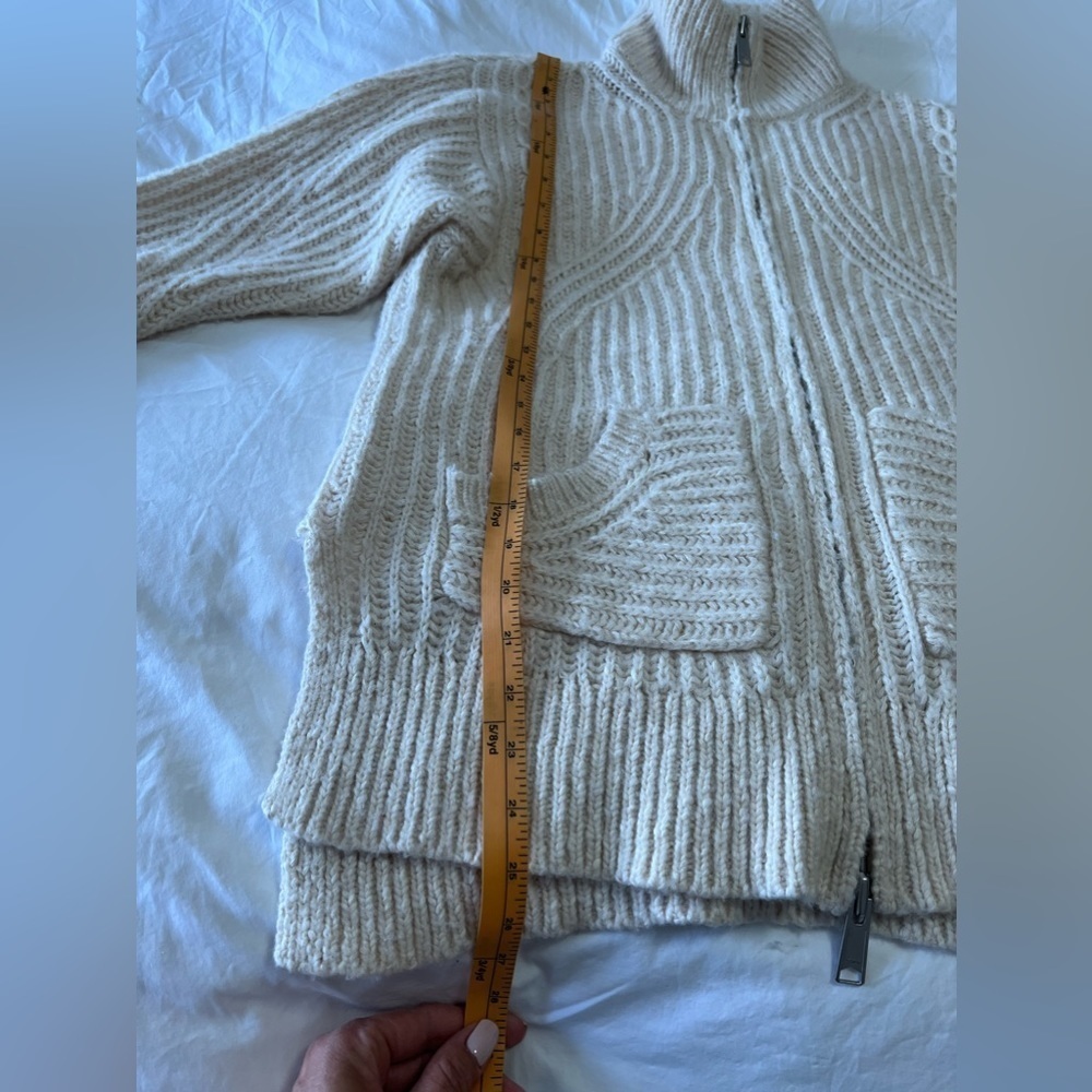 ANTHROPOLOGIE Pilcro Chunky Knit Zip Up Sweater Jacket Size Oversized Cream XS. - Picture 2 of 12